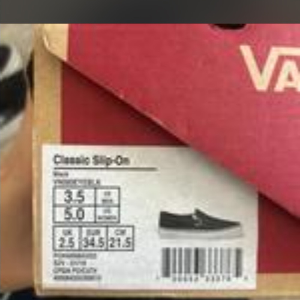 Vans Black Slip-On Canvas Loafers with White Trim - Picture 6 of 6